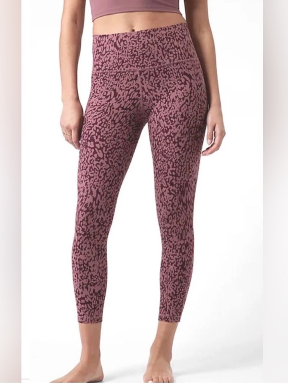 Athleta Pink Printed Salutation Stash 7/8 Tight Leggings Small